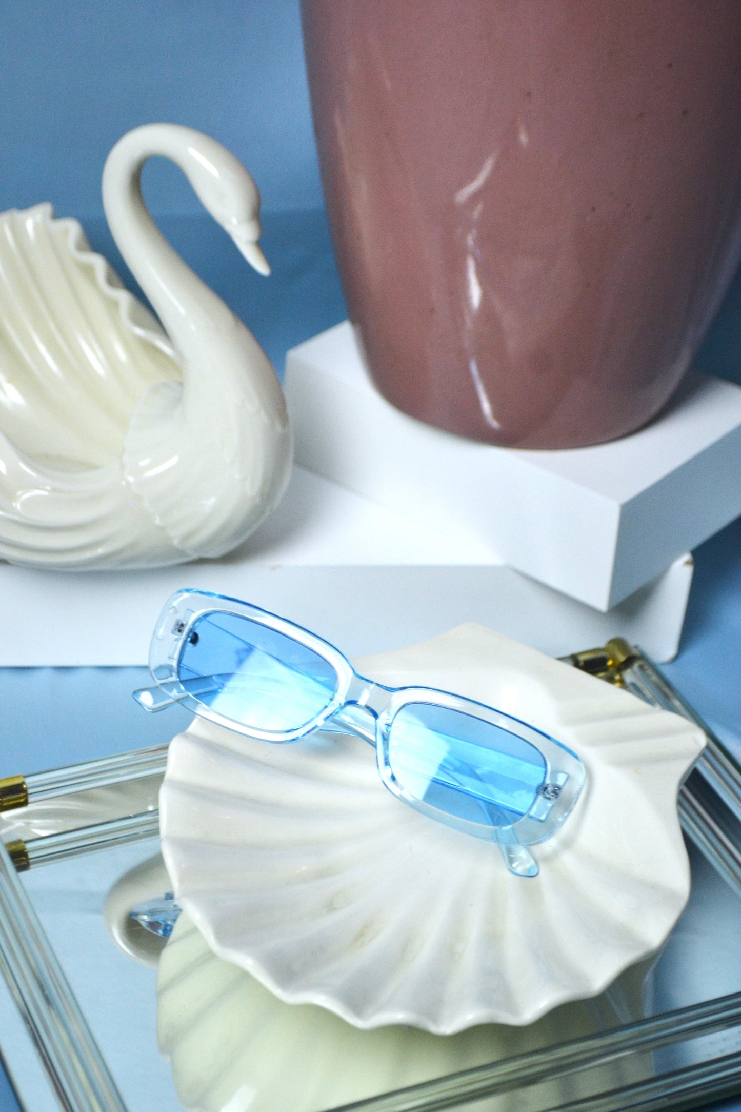 Pastel Light Blue Square Sunglasses