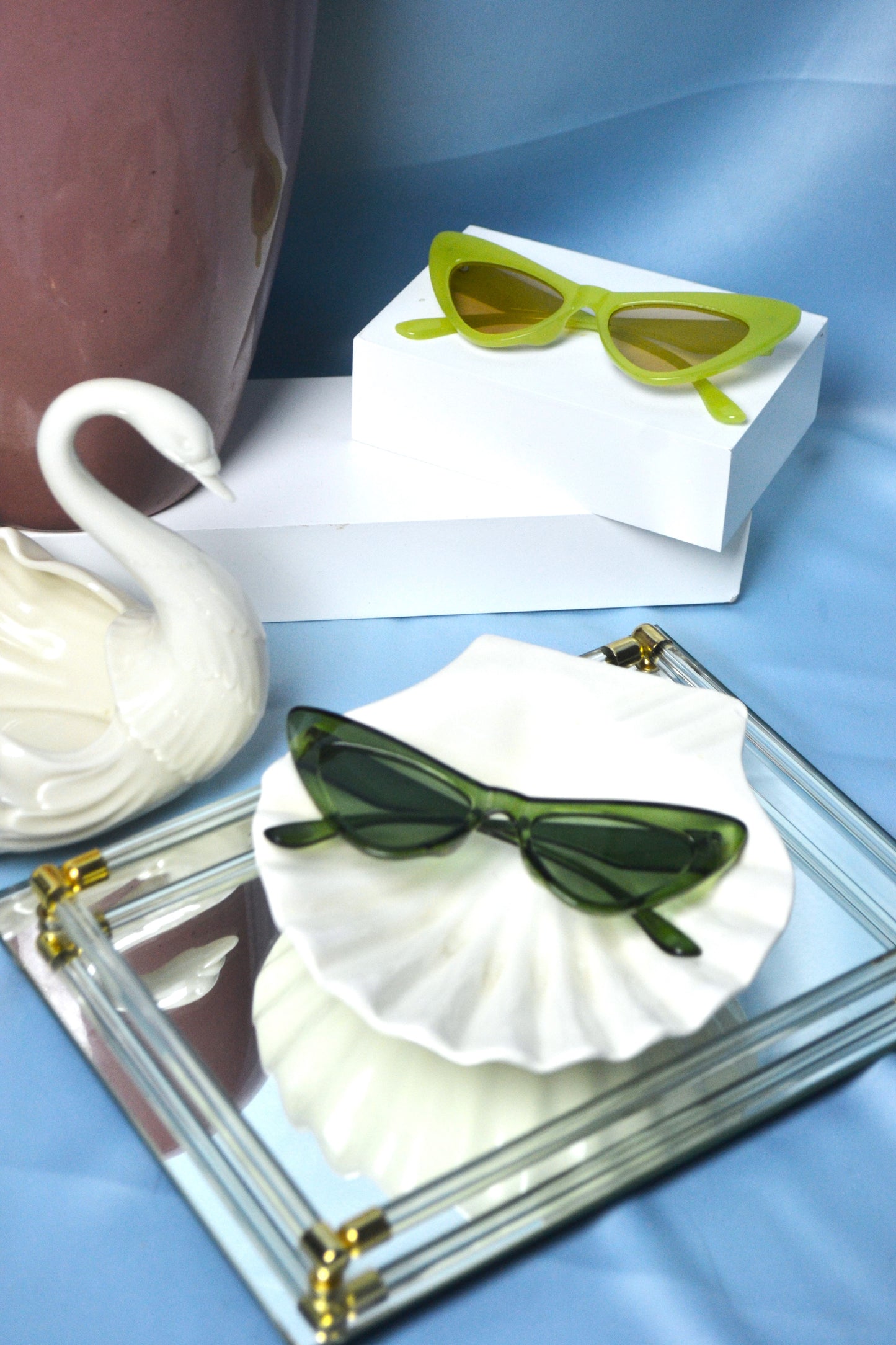 Lime Green Chartreause Brat era Cat Eye Sunglasses