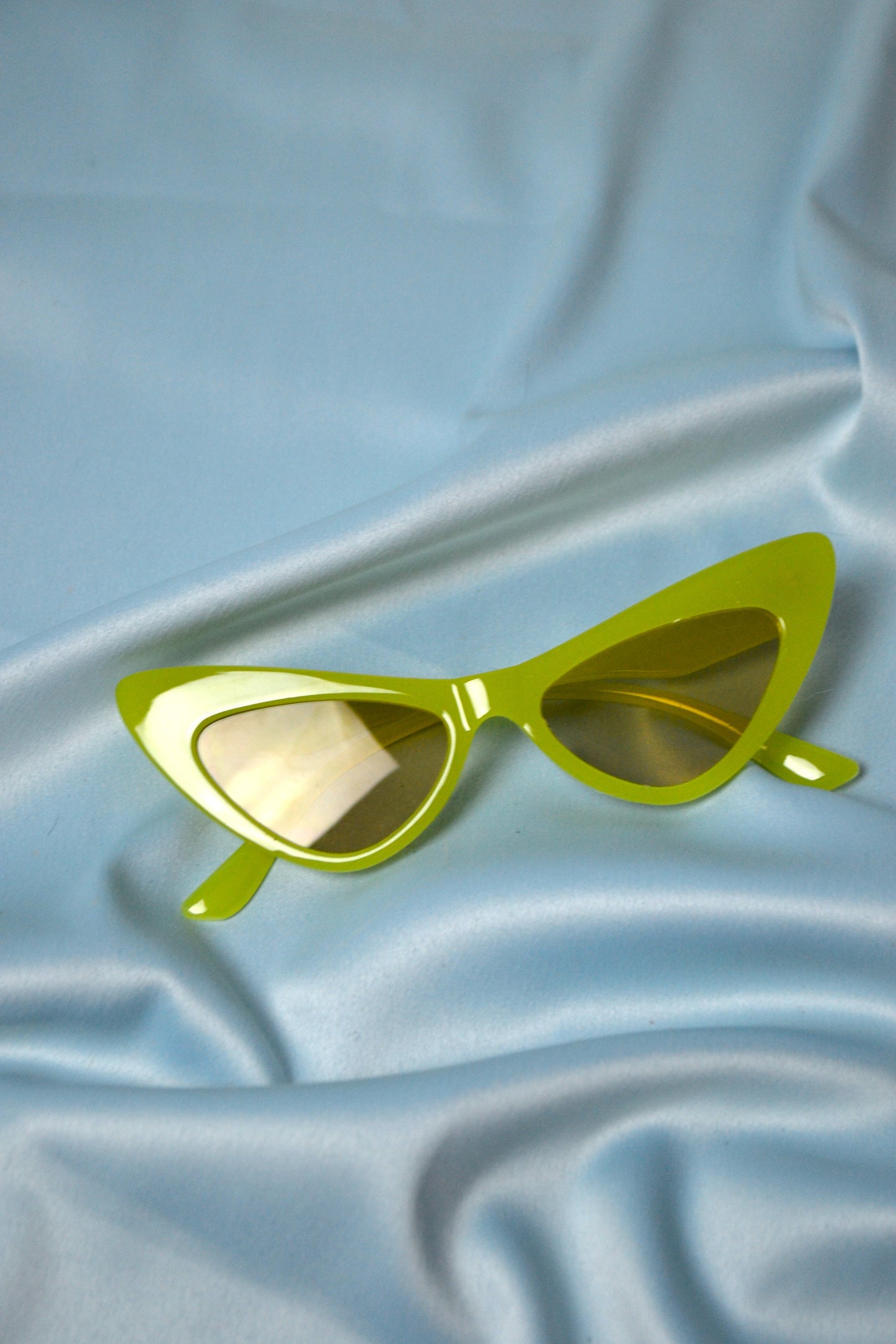 Lime Green Chartreause Brat era Cat Eye Sunglasses