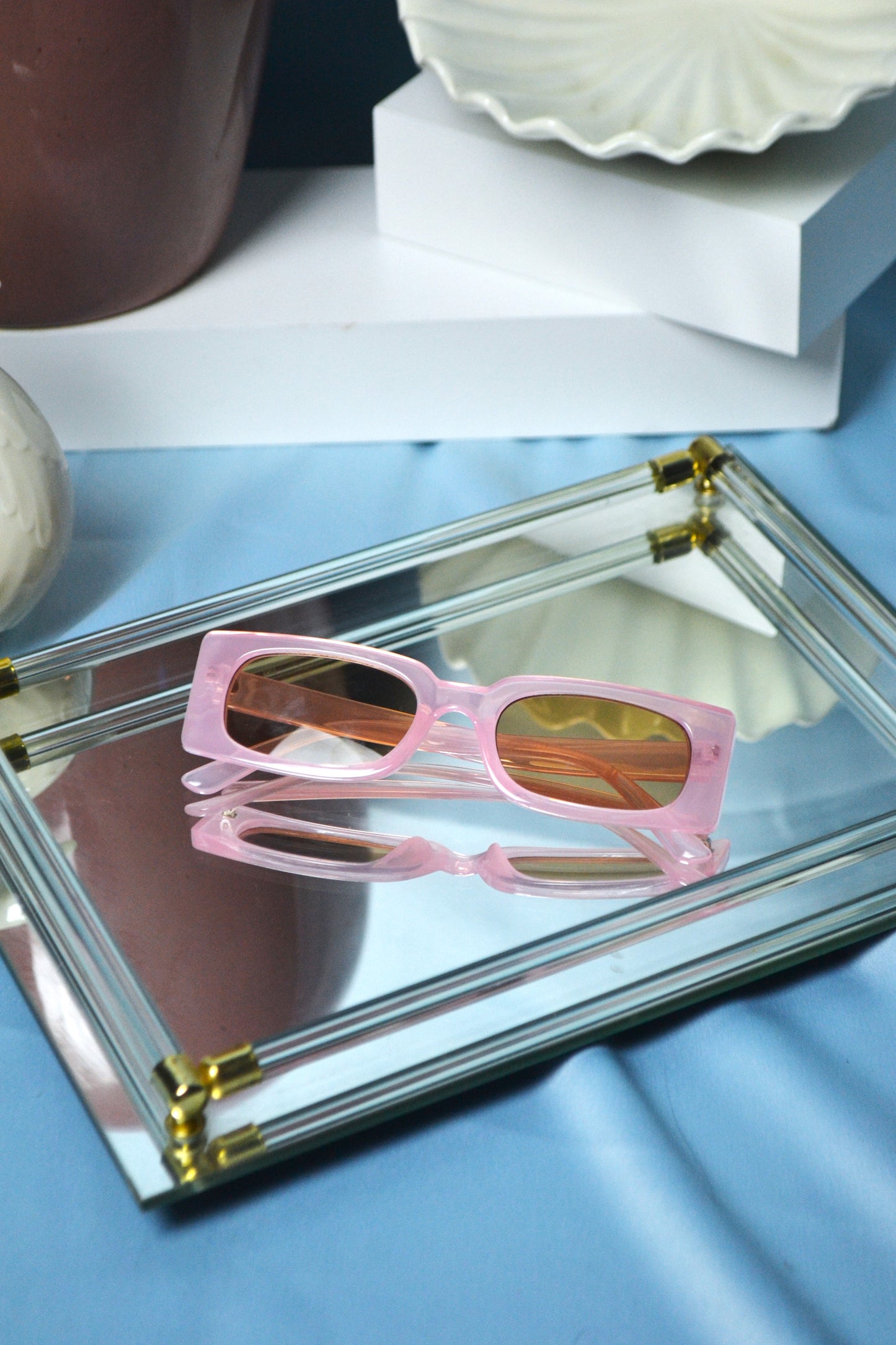 Pastel Pink Square Sunglasses