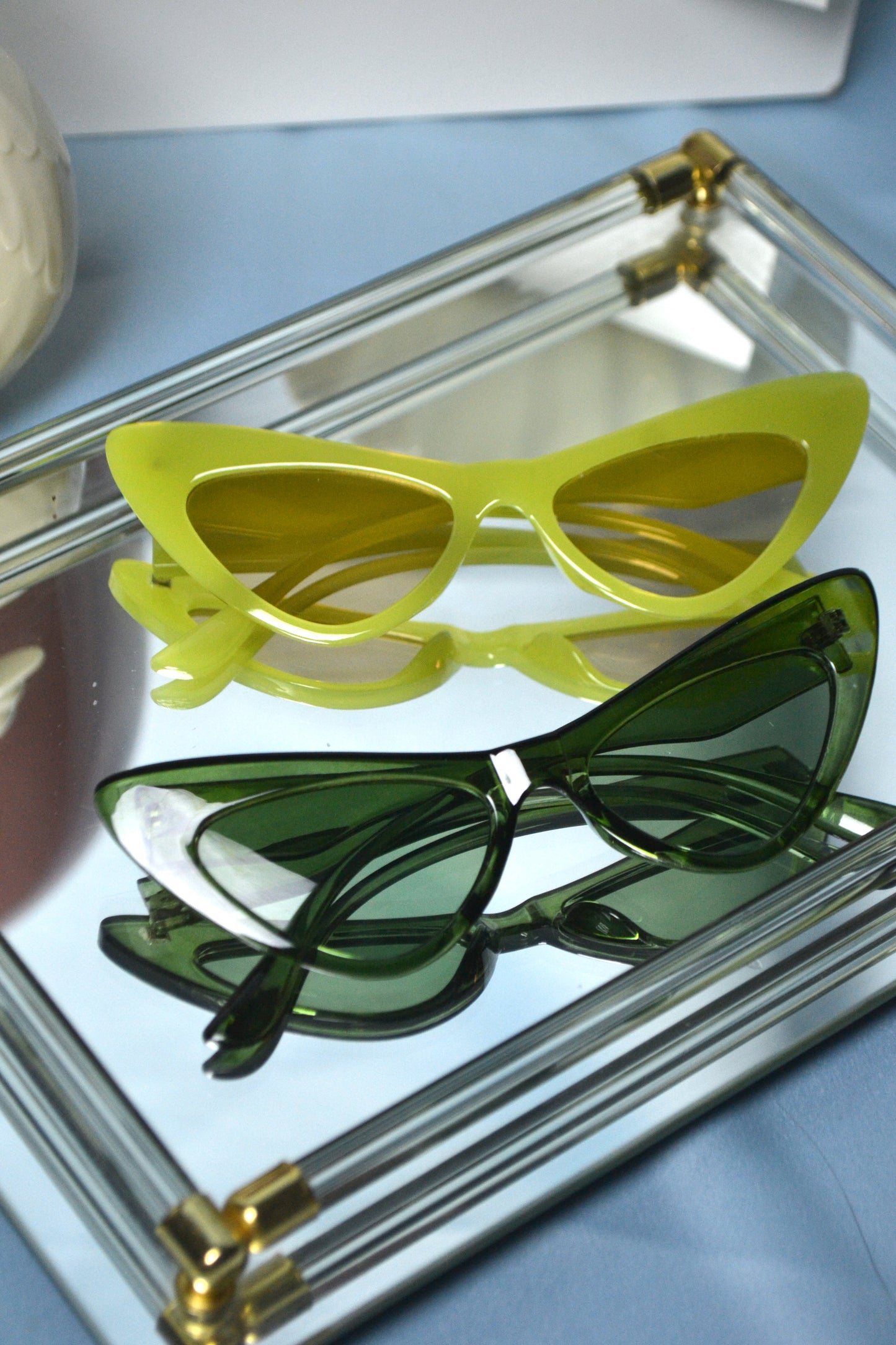 Lime Green Chartreause Brat era Cat Eye Sunglasses