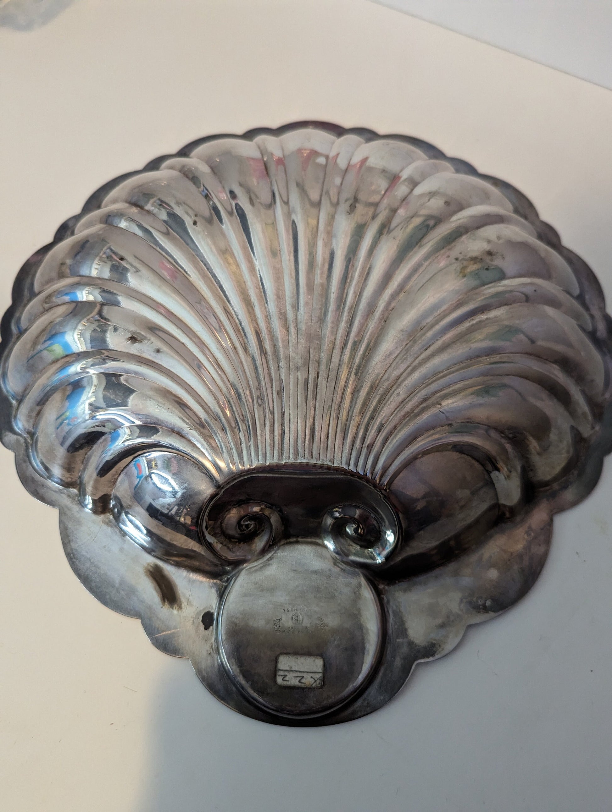 sterling silver seashell scalloped English mfg corp tray