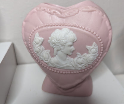 Baby blue and pink mini cameo rococo heart coquette vase