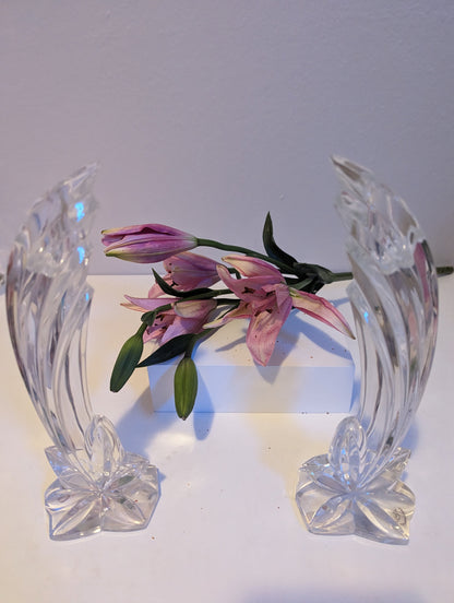 Pair of 80s art deco Lenox czech glass candle holders