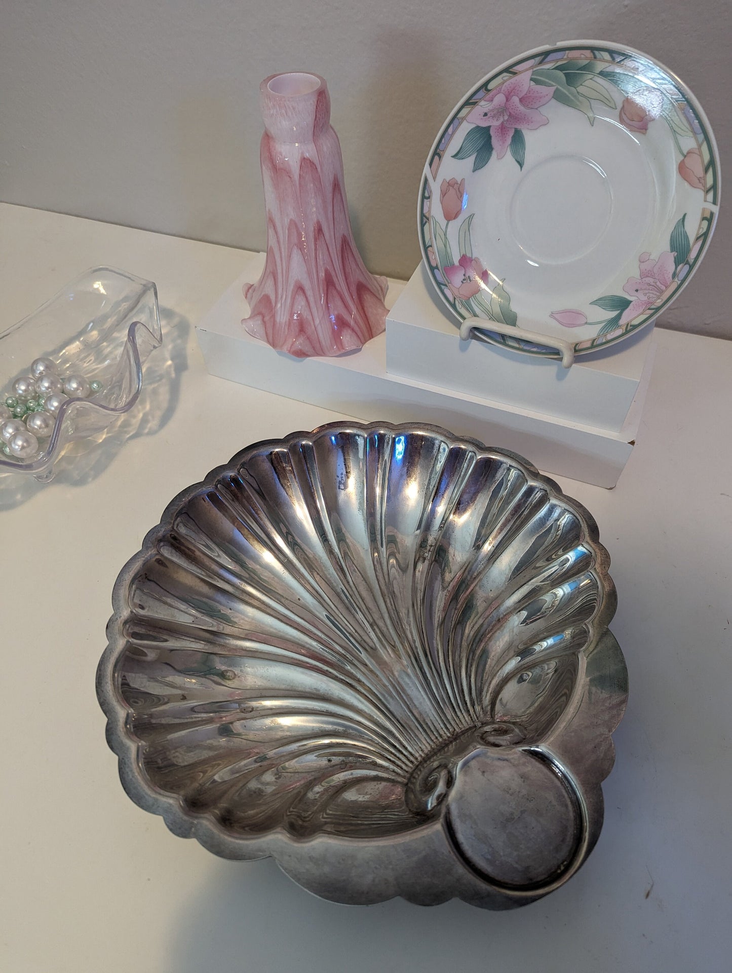 sterling silver seashell scalloped English mfg corp tray