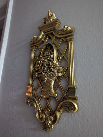 Vintage Rococo gold wall floral trellis geometric sconce