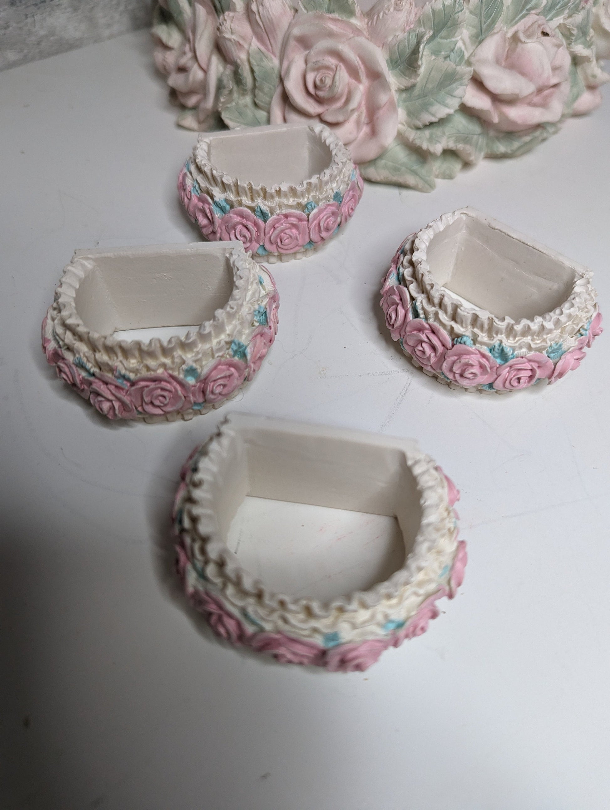 Vintage floral rose coquette wedding napkin holders