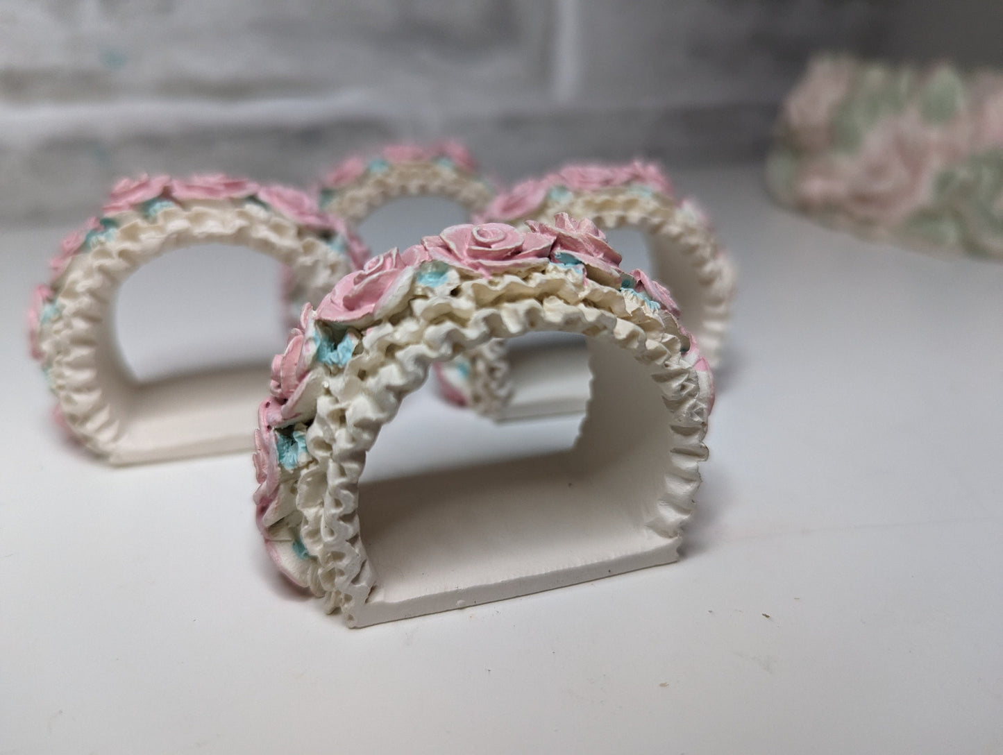 Vintage floral rose coquette wedding napkin holders