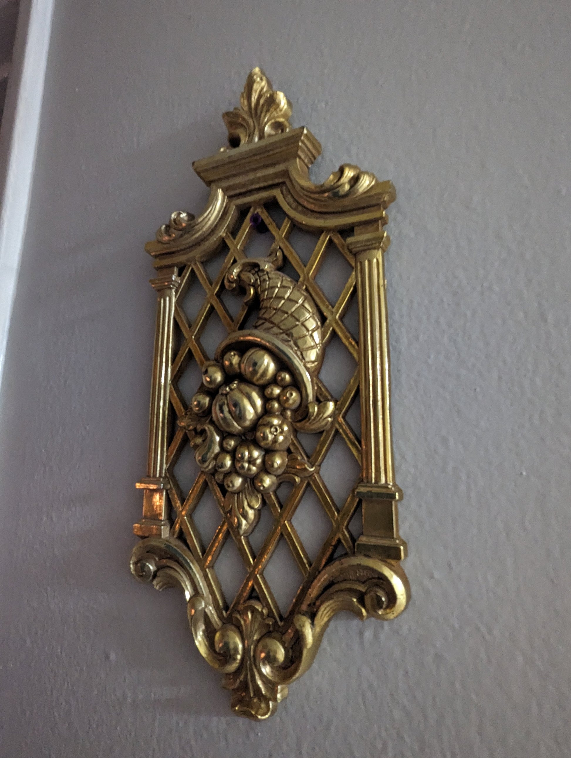 Vintage Rococo gold wall floral trellis geometric sconce