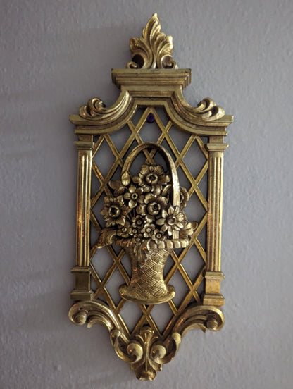 Vintage Rococo gold wall floral trellis geometric sconce