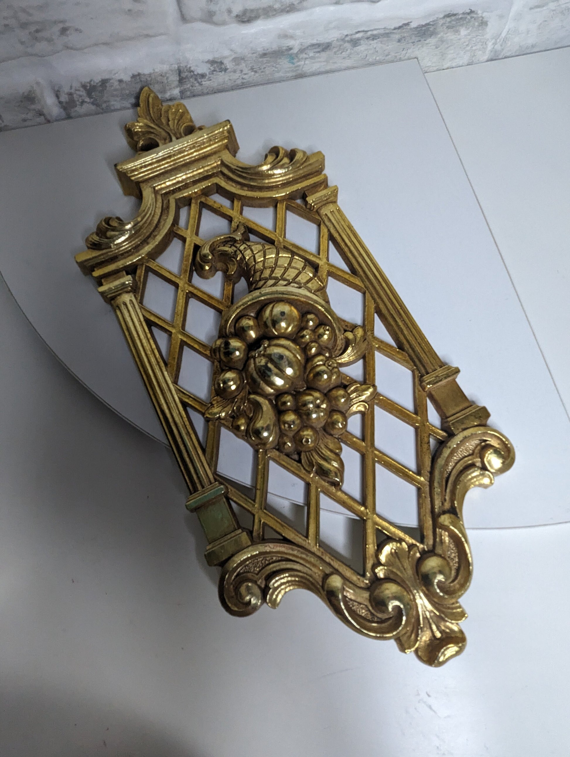 Vintage Rococo gold wall floral trellis geometric sconce