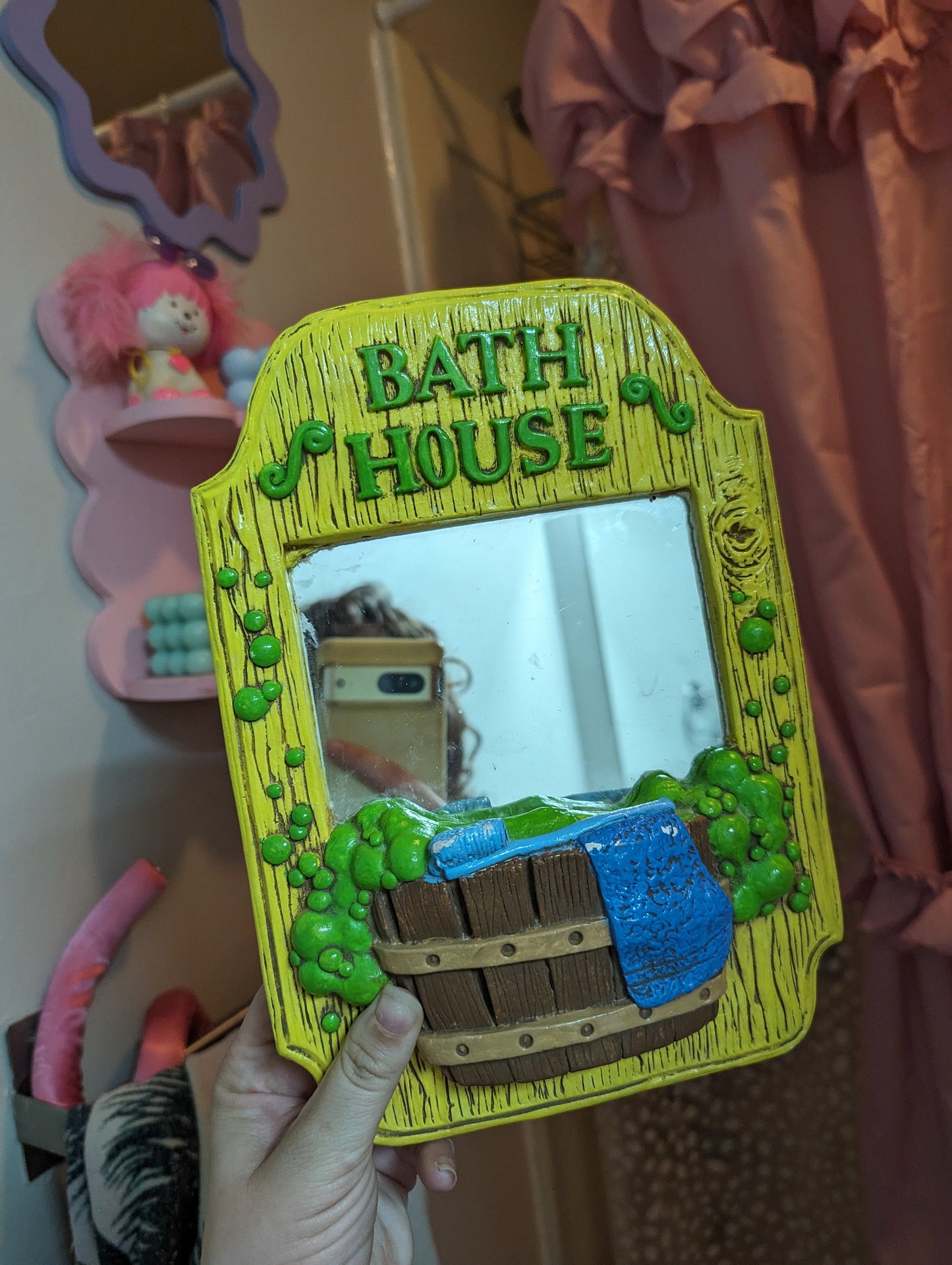 60s 70s neon novelty bath tub house mirror wall plaque