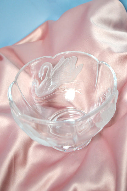 80s Swan mini glass crystal decorative bowl