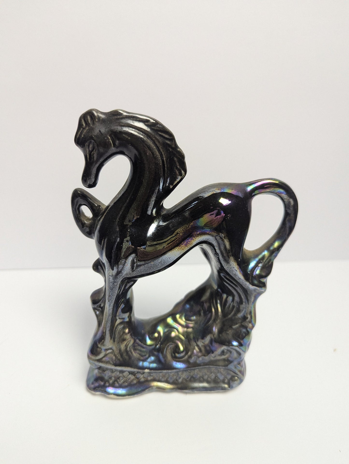 Vintage Purple Black Lustreware Art Deco Stylized Horse figurine