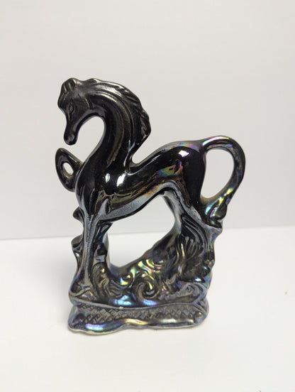 Vintage Purple Black Lustreware Art Deco Stylized Horse figurine