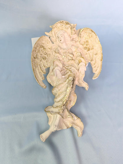 Vintage ornate gold and cream angel ornament (or wall decor)