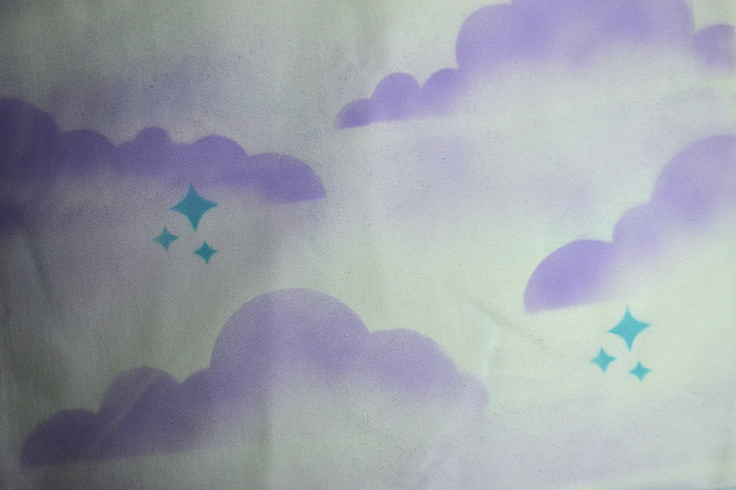 Airbrushed Clouds and Stars purple and blue tote bag