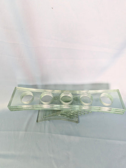 Vintage cantilever green glass tea light sculptural candle holder