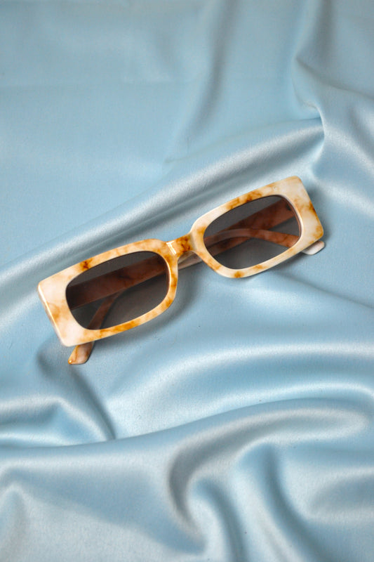 Marble print Beige/Cream Square Sunglasses